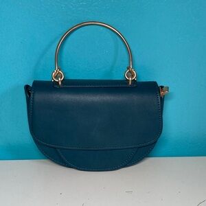 Milie Bianco Anthropologie Blue Mini Vegan Leather Bag with Handle